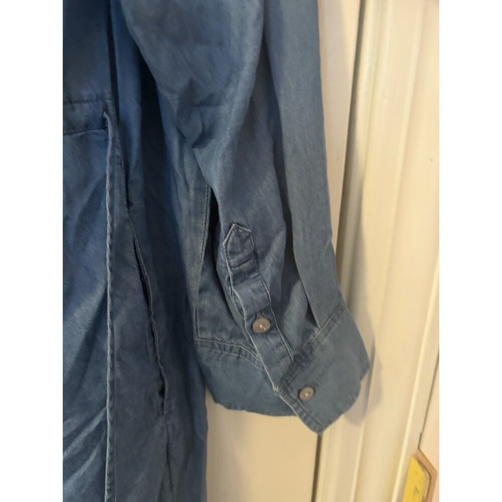 NWT Terra And Sky Light Weight Denim Dress Size 2X Long Sleeve Cinch Back - Picture 4 of 10